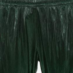 Gucci Metallic Green Logo Striped Jersey Trackpants M