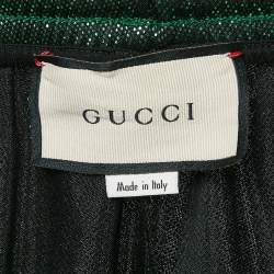Gucci Metallic Green Logo Striped Jersey Trackpants M