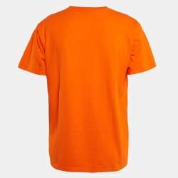 Pre Owned Gucci Orange Gucci Palm Trees Print Cotton Oversized Crew Neck T-Shirt S