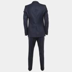 Gucci Navy Blue Stripe Wool Suit M