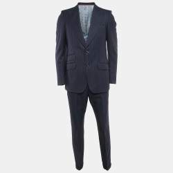 Gucci Navy Blue Stripe Wool Suit M