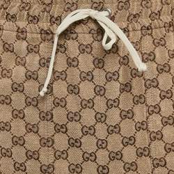 Gucci Beige Logo Jacquard Cotton Blend Shorts M