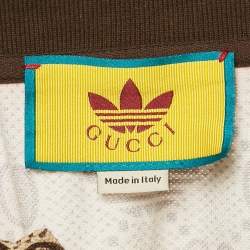 Gucci X Adidas Beige Logo Print Cotton Polo T-Shirt XXXL