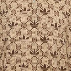 Gucci X Adidas Beige Logo Print Cotton Polo T-Shirt XXXL