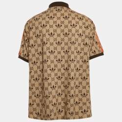 Gucci X Adidas Beige Logo Print Cotton Polo T-Shirt XXXL
