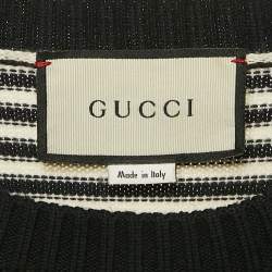 Pre Owned Gucci Black Navy Blue GG Jacquard Cotton Knit Crewneck Sweater L
