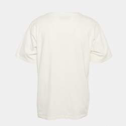 Gucci White Logo Print Cotton Crew Neck T-Shirt M