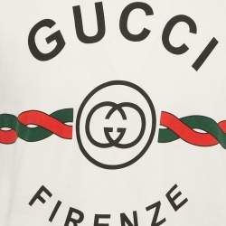 Gucci White Logo Print Cotton Crew Neck T-Shirt M