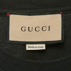 Gucci Black Logo Print Cotton Crew Neck T-Shirt M