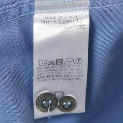 Gucci Navy Blue Chambray Cotton Button Front Shirt XL