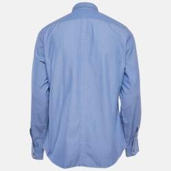 Gucci Navy Blue Chambray Cotton Button Front Shirt XL