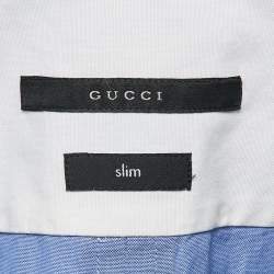 Gucci Navy Blue Chambray Cotton Button Front Shirt XL