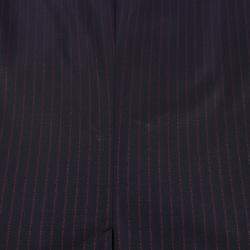 Gucci Navy Wool Logo Stripe Suit Jacket Size 46