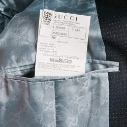 Gucci Navy Blue Patterned Wool Tailored Suit M