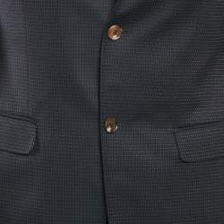 Gucci Navy Blue Patterned Wool Tailored Suit M