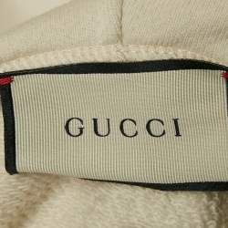 Gucci Off White Tiger Print Cotton Hoodie S
