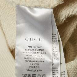 Gucci Off White Tiger Print Cotton Hoodie S