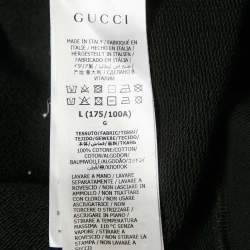 Gucci Black Logo Print Cotton Knit Hoodie L