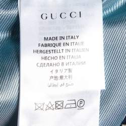 Pre Owned Gucci Navy Blue GG Jacquard Cotton Knit Blazer L