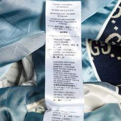 Pre Owned Gucci Navy Blue GG Jacquard Cotton Knit Blazer L