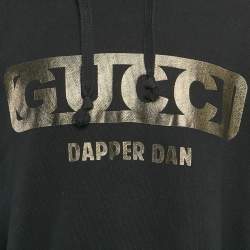 Gucci X Dapper Dan Black Logo Print Cotton Knit Hoodie L