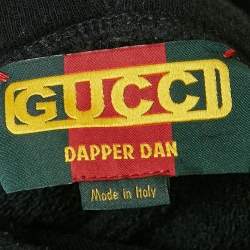 Gucci X Dapper Dan Black Logo Print Cotton Knit Hoodie L