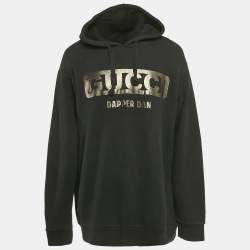 Gucci X Dapper Dan Black Logo Print Cotton Knit Hoodie L