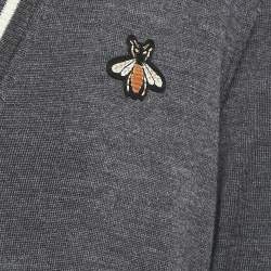 Gucci Black Bee Embroidered Wool Button Front Cardigan XXL
