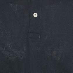 Gucci Navy Blue Cotton Pique Web Collar Detail Polo T-Shirt XL
