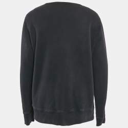 Pre Owned Gucci Black Logo Print Distressed Cotton Crew Neck Sweatshirt XL