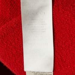 Pre Owned Gucci Blue/Red Vintage Logo Print Cotton Knit Crewneck Sweatshirt XL
