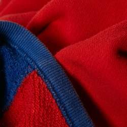 Pre Owned Gucci Blue/Red Vintage Logo Print Cotton Knit Crewneck Sweatshirt XL