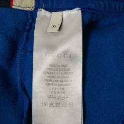 Pre Owned Gucci Blue Jersey Web Tape Trimmed Sweatpants XL