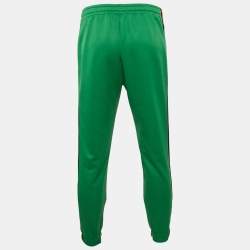 Pre Owned Gucci Green Jersey Web Tape Trimmed Trackpants XL