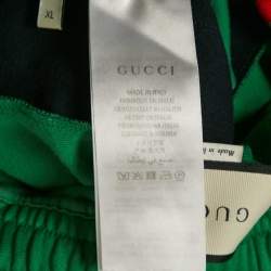 Pre Owned Gucci Green Jersey Web Tape Trimmed Trackpants XL