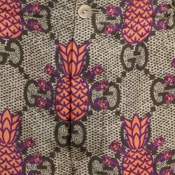 Gucci Brown/Pink Pineapple GG Print Silk Shorts M