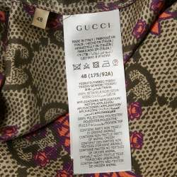 Gucci Brown/Pink Pineapple GG Print Silk Bowling Shirt M
