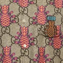 Gucci Brown/Pink Pineapple GG Print Silk Bowling Shirt M