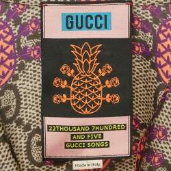 Gucci Brown/Pink Pineapple GG Print Silk Bowling Shirt M