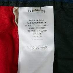 مملوكة مسبقًا Gucci Navy Blue Wool Contrast Trimmed Trackpants XXL