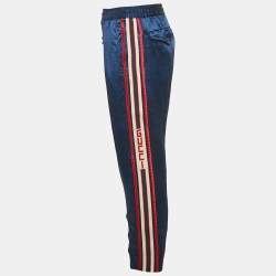 Gucci Blue Satin Web Tape Trimmed Joggers XL