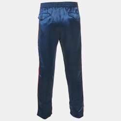 Gucci Blue Satin Web Tape Trimmed Joggers XL