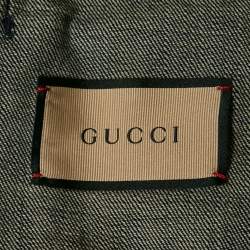 Pre Owned Gucci Blue GG Supreme Leather Trim Denim Jacket XS