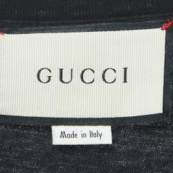 Pre Owned Gucci Black Logo Print Jersey Sequin Detail T-Shirt M