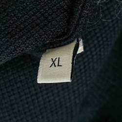 Gucci Navy Blue Cotton Pique Web Tape Collar Detail Polo T-Shirt XL