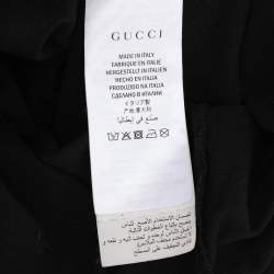 Pre Owned Gucci Black Logo Print Cotton Round Neck T-Shirt L