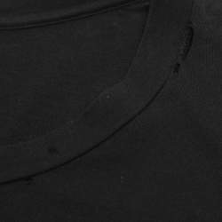 Pre Owned Gucci Black Logo Print Cotton Round Neck T-Shirt L