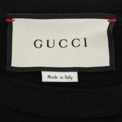 Pre Owned Gucci Black Logo Print Cotton Round Neck T-Shirt L