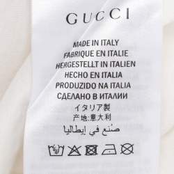 Gucci White Logo Print Cotton Round Neck T-Shirt L