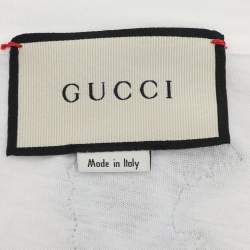 Gucci White Logo Print Cotton Round Neck T-Shirt L